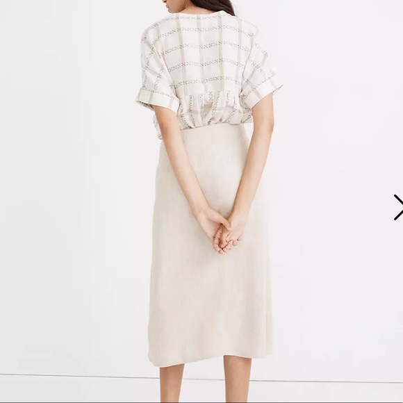 Madewell Linen Blend Side Button Midi Skirt - Picture 3 of 8